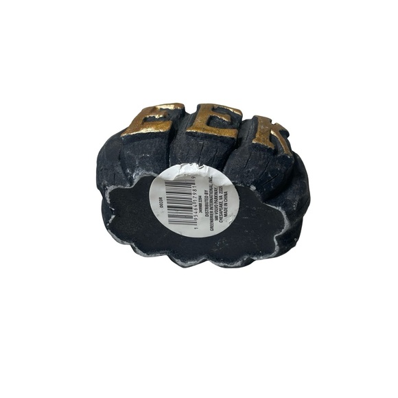 Boo Eek Black & Gold Pumpkin Set of 2 Concrete 4” x 3.5” Decor - Picture 10 of 14